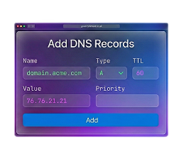 DNS management dashboard