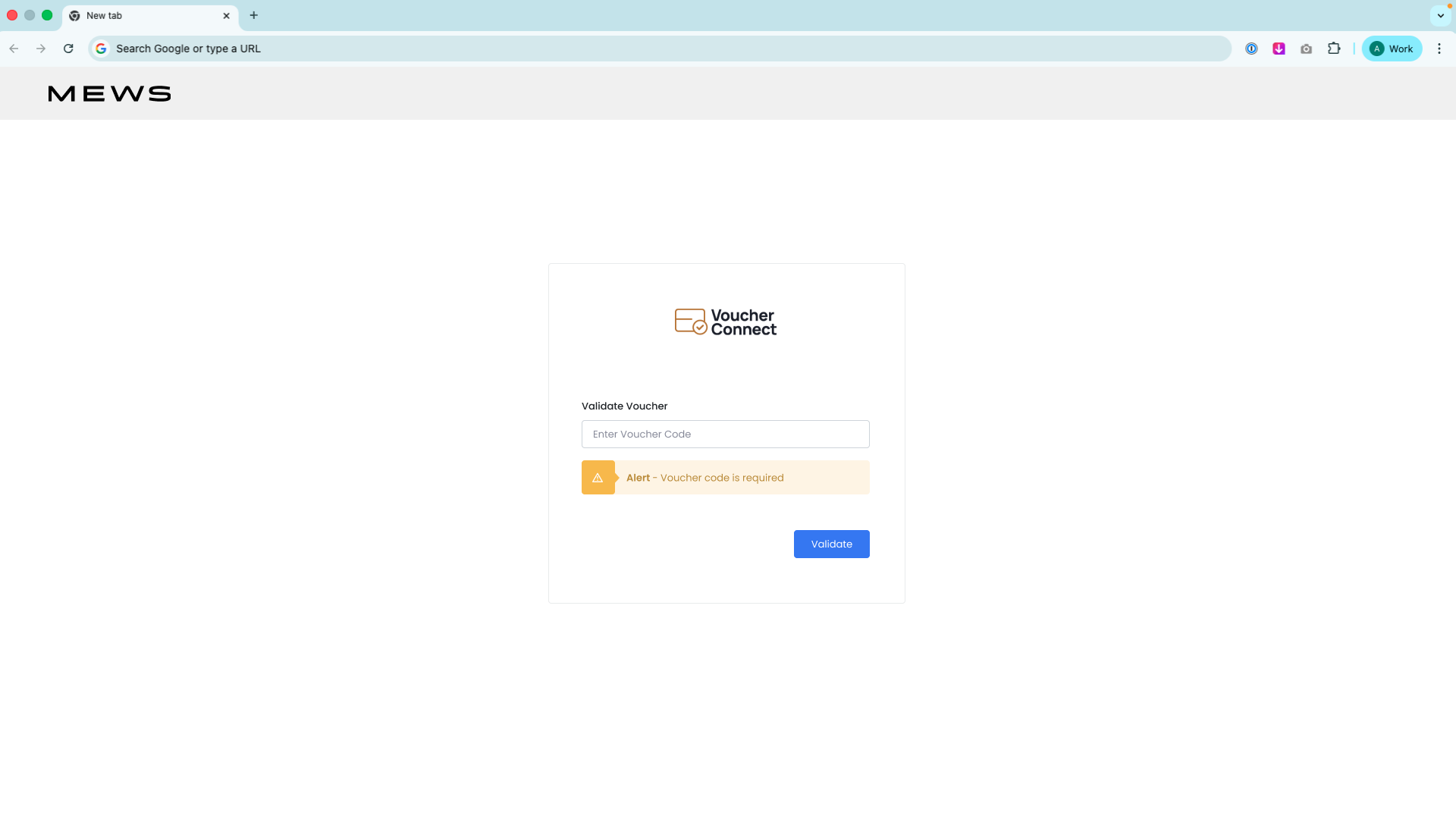 Voucher validation error state