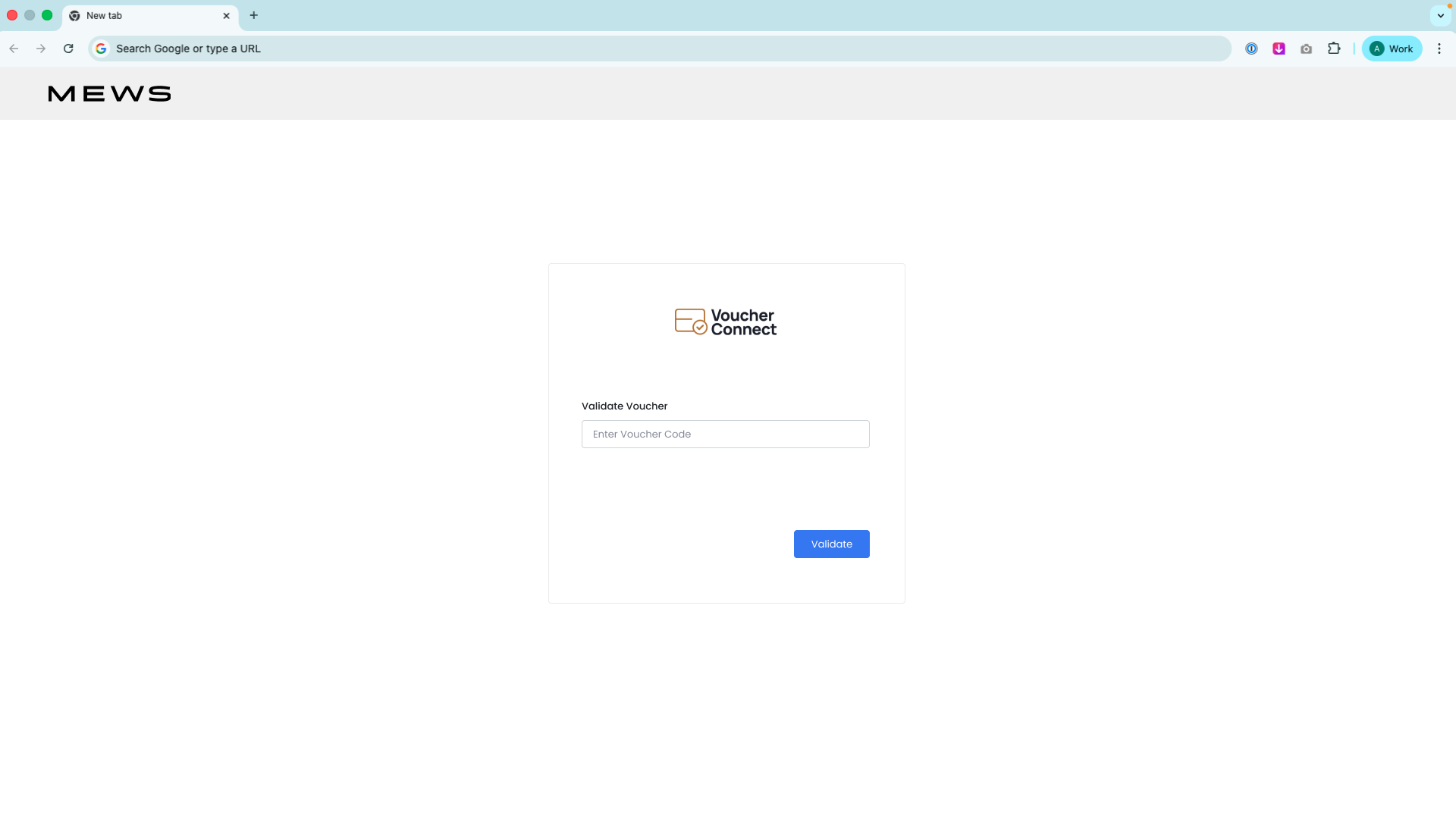Validate voucher screen